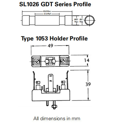 محافظ جرقه تخلیه گاز با توان بالا Littelfuse SL-1026-700 Plasma GDT