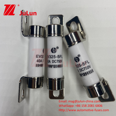 10A-50A 750VDC فیوز سرامیکی خودرو با بولت نصب سرامیکی Ev325 قابلیت شکستن فیوز EV325 20KA 50kA 15A 25A