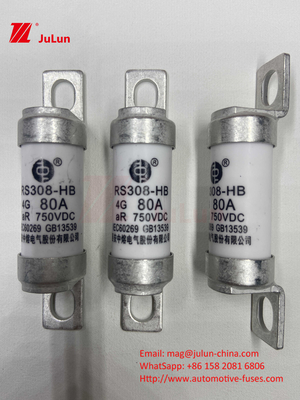 EV RS308 فیوز شوک مکانیکی 25A 30A 40A 50A مس سرامیکی ولتاژ نامشخص DC750V شارژر خانه ای EV برای اتومبیل الکتریکی