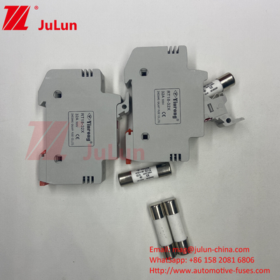 فیوز خورشیدی PV با گیرنده فیوز راهنمای DIN برای حفاظت فتوولتائیک RT18-32 15A 20A 32A گیرنده فیوز با LED Indica