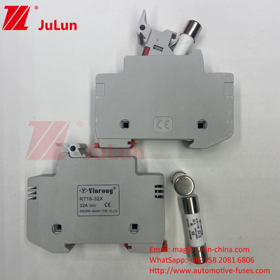 نگهدارنده با فیوز سرامیکی برای حفاظت از ماژول PV 15A فیوز خورشیدی PV 1000V 10 * 38mm Din Rail فیوز خورشیدی