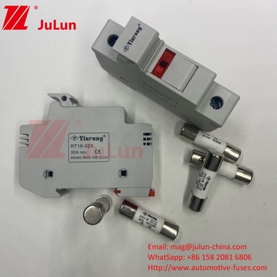 نگهدارنده فیوز خورشیدی 20A با فیوز برای جعبه اتوبوس خورشیدی Nqqk RT16D-00 TPS جریان DC 80V 250A فیوز انرژی خورشیدی