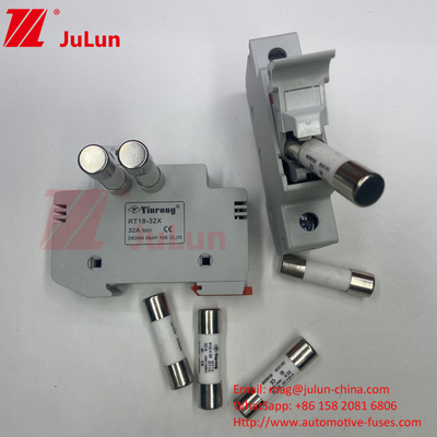نگهدارنده فیوز خورشیدی 20A با فیوز برای جعبه اتوبوس خورشیدی Nqqk RT16D-00 TPS جریان DC 80V 250A فیوز انرژی خورشیدی
