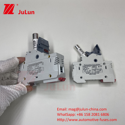 دارنده فیوز راهنمای DIN 15A 1000VDC با طرح دارنده فیوز سرامیکی14*85mm 32a 1000VDC Pv Fuse Holer