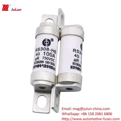 فیوز وسایل نقلیه برقی RS308 100A DC750V 50KA برای فیوز های بولت آن