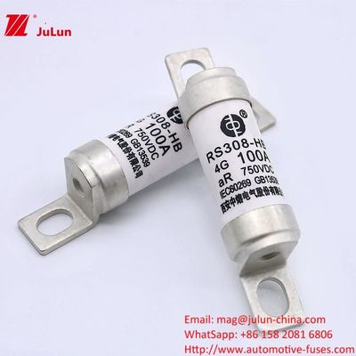 وسایل نقلیه الکتریکی و اتومبیل فیوز های حمل و نقل ریلی RS308-HB4G بولت بر روی فیوز 50KA DC750V