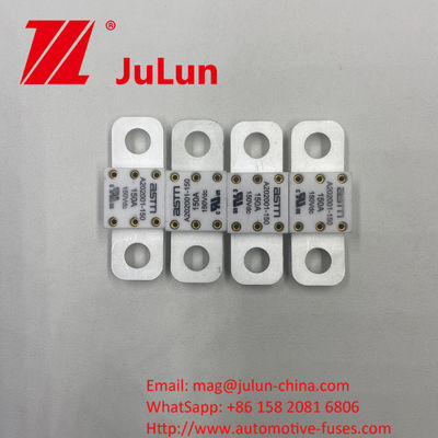 فیوزهای سرامیکی خودرو ASTM A202001-200A 150VDC برای سیستم کشش EV مواد نقره ای 20KA ظرفیت شکستن 16-20KA 400A 500A