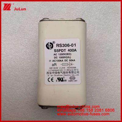 400A AC1250V IEC 100KA DC1000V UL AR مربع سرامیکی فيوز اتومبیل اتومبیل محافظ مدار برای وسایل نقلیه الکتریکی و اتومبیل