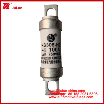 RS308-HB 4G 100A AR 750VDC 50KA فیوز برای محافظت از مدار خودرو عملکرد مطابق با طراحی لوله ای سرامیکی JASO D622