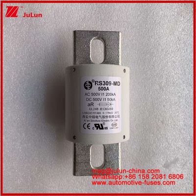 500VDC 200KA 500VAC 50KA AR فیوز سریع سرامیکی لوله ای فیوز RS309-MD 500A برای وسایل نقلیه الکتریکی و سیستم های باتری قدرت
