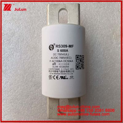 RS309-MF S 600A 750VDC جاده دستگاه های سرامیکی لوله ای خودرو و تجهیزات 50KA ذخیره سازی انرژی و سیستم های برق کنترل کننده های تبدیل فرکانس FUSE شارژر خودروهای الکتریکی