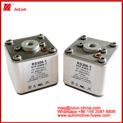RS306-1 S1P-630A-T AC700 ((UL) Ar AC690V ((IEC) 200KV Square Caremic Fuse EV یا HEV کشش وسایل نقلیه الکتریکی