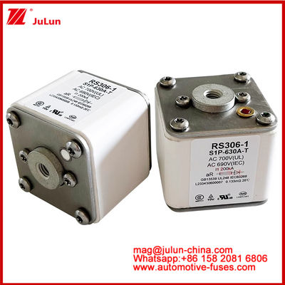 RS306-1 S1P-630A-T AC700 ((UL) Ar AC690V ((IEC) 200KV Square Caremic Fuse EV یا HEV کشش وسایل نقلیه الکتریکی