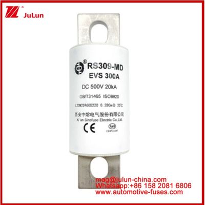 RS309-MD EVS-300A فیوز لوله ای کارمیک DC500V 20KA ساختار اتصال بولت شده وسایل نقلیه الکتریکی طراحی برنامه های کاربردی خودرو عملکرد DC عالی