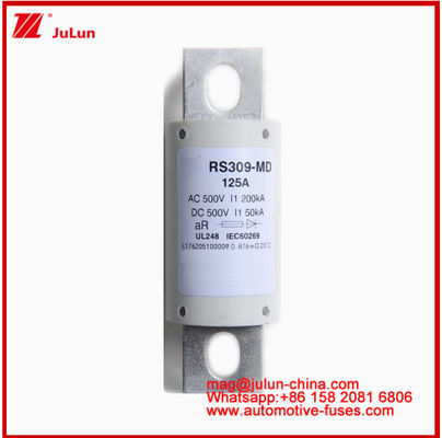 RS309-MD-125A فیوزهای سرامیکی اتوماتیک 500VAC200KA 500VDC 50KA AR DC عملکرد ساختار اتصال بولت لوله ای خودرو