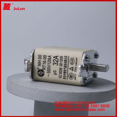 32A 500V NH00 RT16-00 120KA فيوز سرامیکی خودرو سوار بر تیغه اتومبیل برای EV / HEV وضعیت خودرو