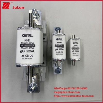 NT000 فیوز AR با قدرت شکست بالا 500V/690V فیوز ذوب سرامیکی چینی با رتبه 80A فیوزهای NH000 با اتصال مسی ولتاژ پایین