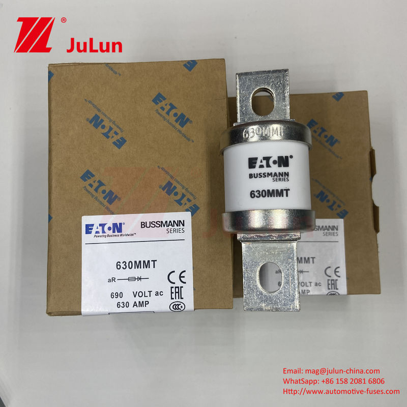 630MMT 690V BUSSMANN سرامیک مس دو صفحه تخت بولت نوع فیوز 630A جریان الکتریکی 0.43kg وزن