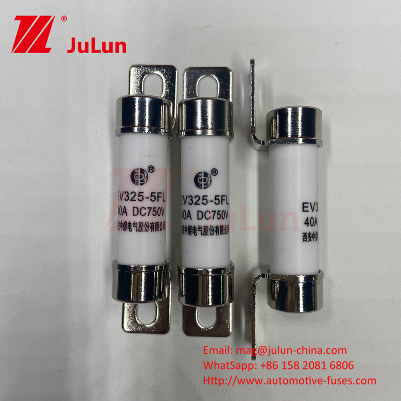 فیوز 50kA DC برای EV DC DC کنورتر شارژر ماشین 750VDC EV325 فیوز بار شیمیایی و دمای بالا 40A 5