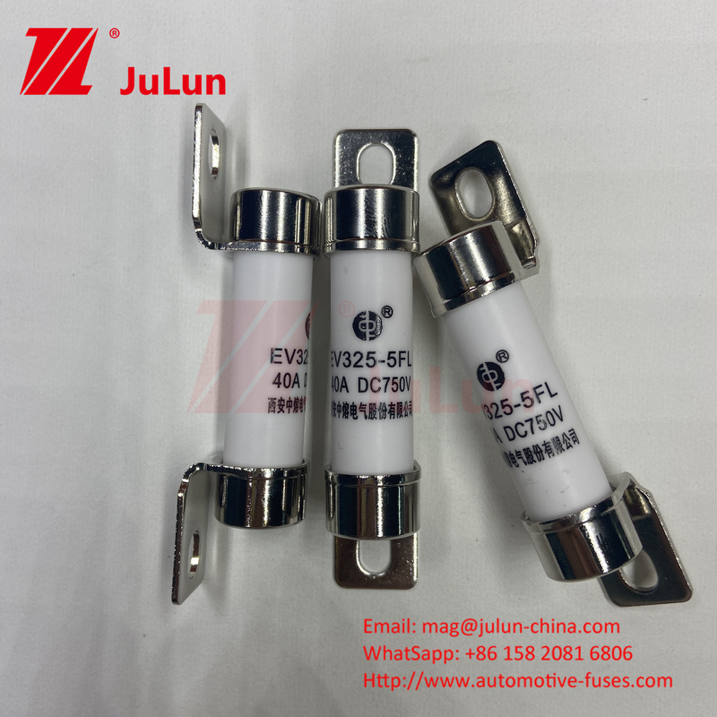 10A-50A 750VDC فیوز سرامیکی خودرو با بولت نصب سرامیکی Ev325 قابلیت شکستن فیوز EV325 20KA 50kA 15A 25A