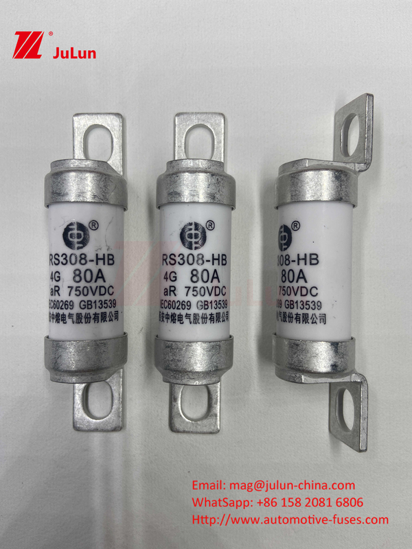 فیوز خودروهای الکتریکی RS308 DC750V 10A 15A 20A با مقاومت عالی در برابر لرزش 63A