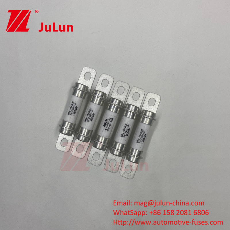 30A 20A لوله سرامیکی M6 بولت نوع 15A فیوز خودرو برقی خودرو برقی 500VDC ESS فیوز سرامیکی