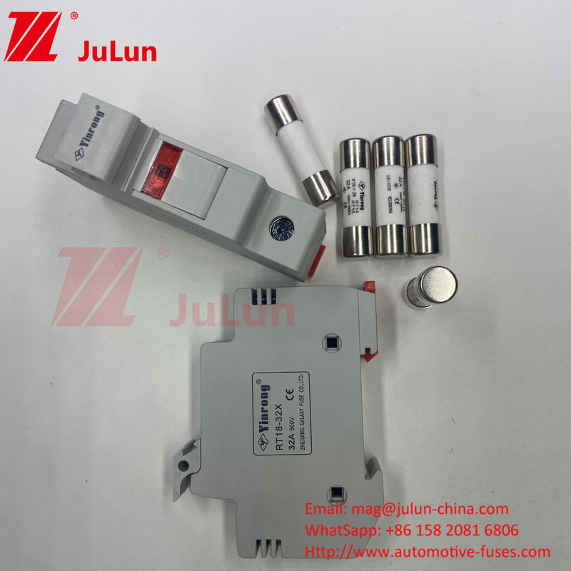 1000VDC 30kA فيوز خورشیدی سرامیکی 10 * 38 DC انرژی خورشیدی PV پایه فيوز خورشیدی و فيوز 1000V 15A 20A 25A 30A 32A