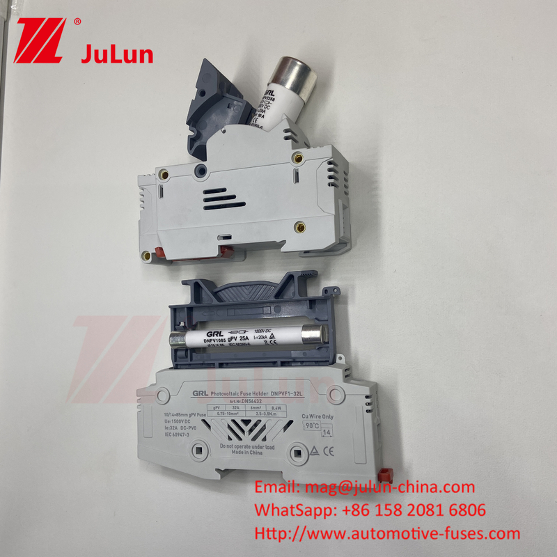 فیوز خورشیدی PV با عنصر فیوز مس ماده RO17 انفجار سریع سرامیکی DIN Rail Moun 22x58MM Italweber فیوز 500V