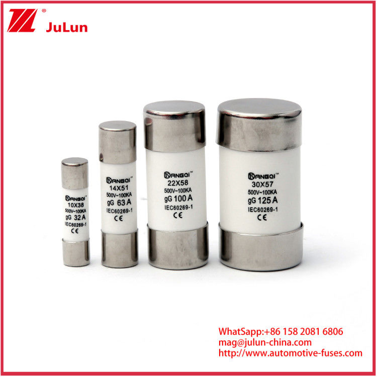 فیوز های سرامیکی خودرو 20A 1000VDC PV FUSE شکستن 10 * 38mm 14 * 51mm 20 * 65mm ظرفیت با قابلیت جایگزینی 1000VDC 10A 15A 25A 30A و استانداردهای ایمنی IEC