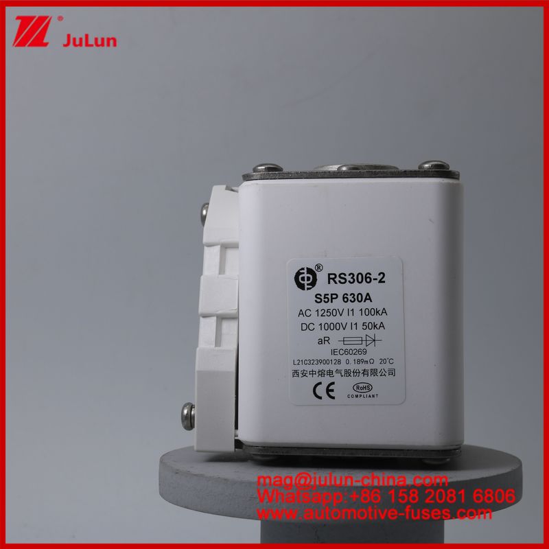 RS306-2 S5P 630A مربع کشش خودروهای الکتریکی فیوز کارمیک EV یا HEV کشش خودروهای الکتریکی DC برای EV HEV AC1250V 100KA DC1000V 50KA AR