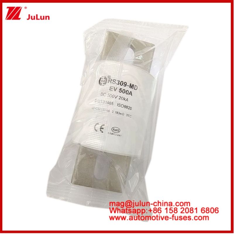 کارمیک 500A 500VDC RS309-MD لوله 500VAC 200KA 50KA DC عملکرد خودروهای الکتریکی فیوز خودروها ولتاژ استودی EV یا HEV