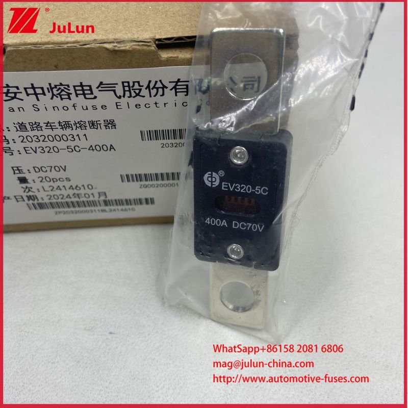 EV320-5C 5X -400A 175A DC70V فیوز خودروی الکتریکی M8 روش نصب مطابق با استانداردهای ISO8820-5 و GB/T31465.5-2015