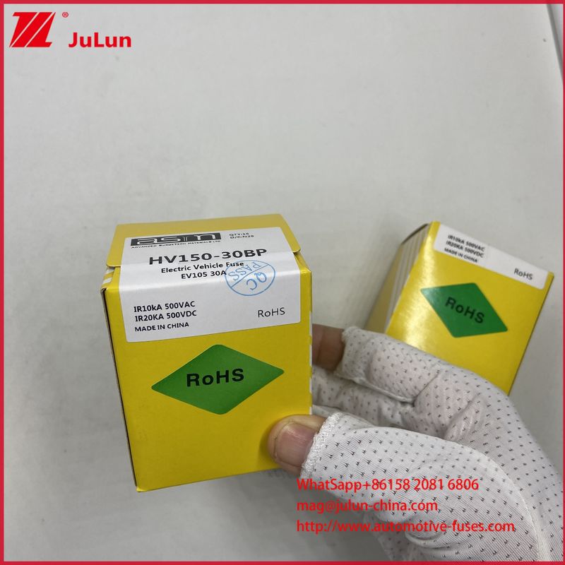 HV150 FUSE 32BP 30A DC500V بولت لوله ای شارژر باتری خودرو خودرو با امتیاز قطع DC500V / 20KA