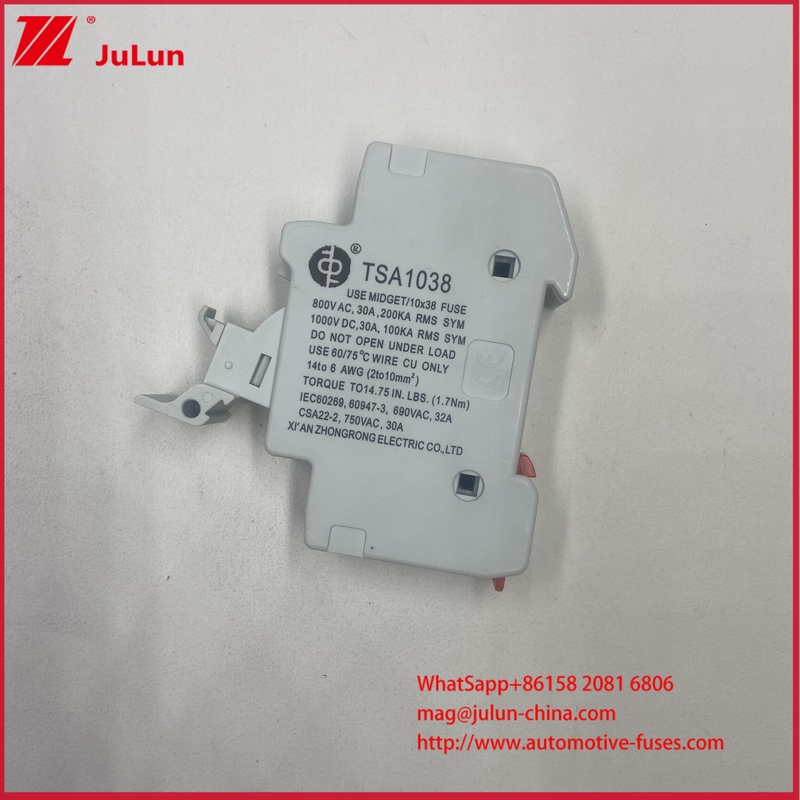 فیوز PV 10*38mm 30A 1000VDC 6 KV با ولتاژ مقاومت ضربه ای نامی فیوز PV خورشیدی با ظرفیت شکست بالا 20kA