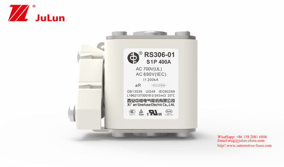 فیوز خودروی الکتریکی 400A 690 ولت RS306-01-S1P نوع تراشه عملکرد تنظیم مجدد خودکار
