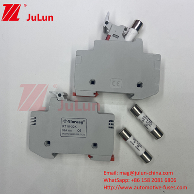فیوز خورشیدی 30kA DC برای اتوبوس فتوولتائیک 1000V فیوز پایه لباس 10 * 38 فیوز هسته ای هسته داخلی