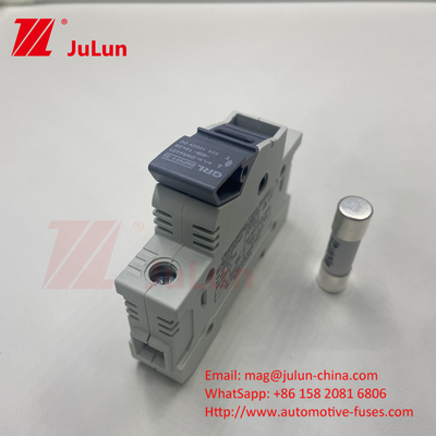 نگهدارنده فیوز 30A 63A 500V 10x38 RT18-32 نگهدارنده فیوز استوانه ای 10A 1000DC فیوز خورشیدی PV برای حفاظت فتوولتائیک