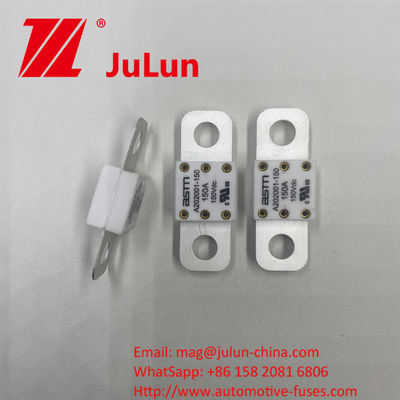 فیوزهای سرامیکی خودرو ASTM A202001-200A 150VDC برای سیستم کشش EV مواد نقره ای 20KA ظرفیت شکستن 16-20KA 400A 500A