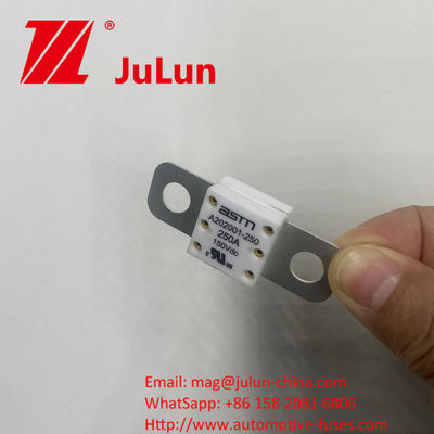 250A 150VDC A202001 ASTM فیوزهای سرامیکی خودرو برای شارژر خودرو و غیره ساخته شده از مس سرامیکی نقره کوارتز طلا شن
