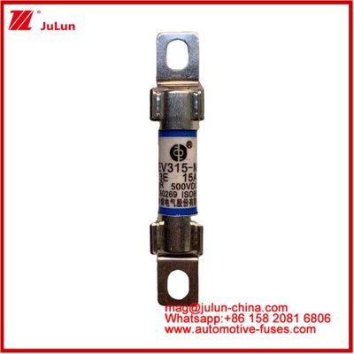 EV انرژی 10 * 38mm فیوز لوله ای EV315-M 3E 15A 500VDC برای وسایل نقلیه الکتریکی نصب بولت با استانداردهای JASO D622 مطابقت دارد